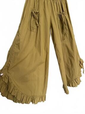 Bohemian Smocked Waist Wide Leg Palazzo Pants with Tie Pockets